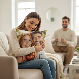 Romantic Photo Love Heart Valentine Couple Throw  Throw Pillow