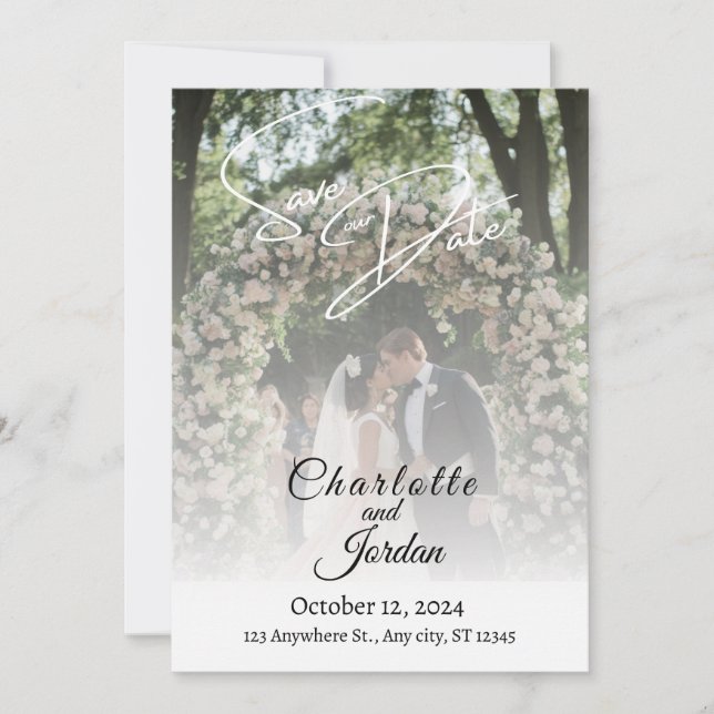 Romantic Photo Save the Date Wedding Card (Front)