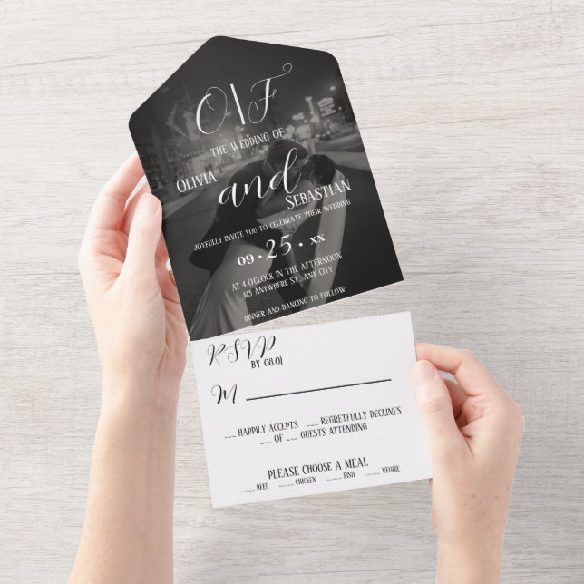 Romantic  Photo Wedding All In One Invitation (Tearaway)