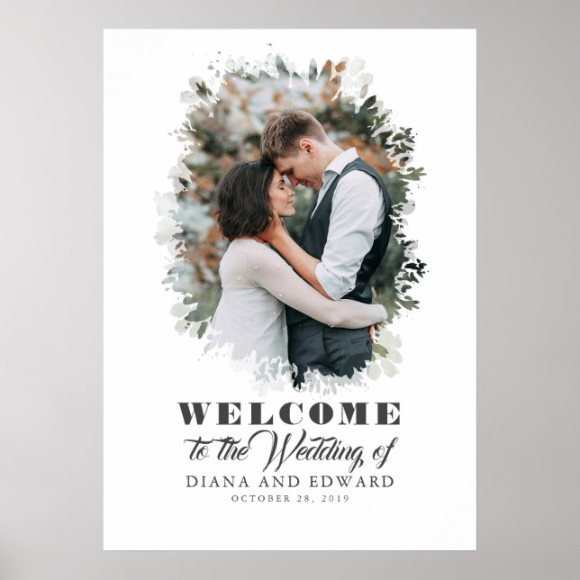 Romantic Photo Wedding Welcome Sign (Front)