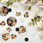 Romantic Photos - Heart & Monogram Confetti<br><div class="desc">Romantic table confetti for wedding or engagement parties personalized with photos of the happy couple,  and your initials with a heart in black and white.</div>
