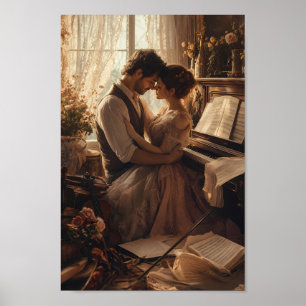 Romantic Piano Reverie Lovers Wall Poster