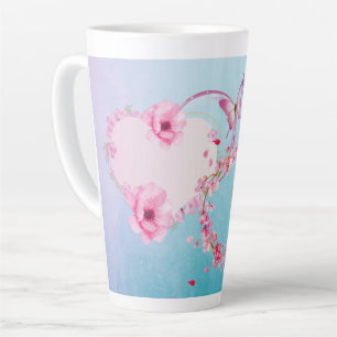Romantic Pink and Blue Floral Large Latte Mug