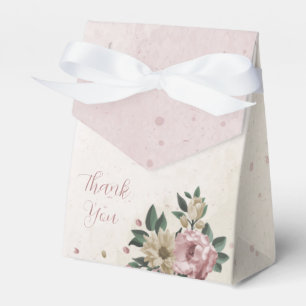 romantic pink and champagne flowers wedding favor box