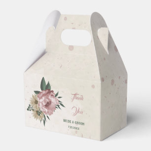 romantic pink and champagne flowers wedding favor box