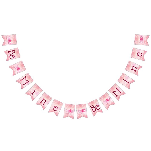 Romantic Pink and Crimson Be Mine Valentine's Day  Bunting Flags (All)