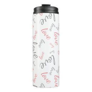 Romantic Pink and Grey Love Script Cursive Thermal Tumbler
