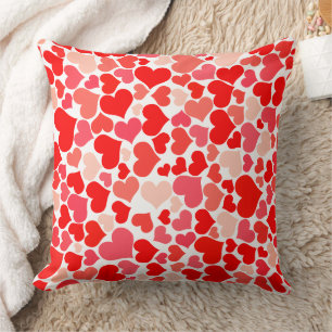 Romantic Pink and Red Heart Pattern Valentine Throw Pillow
