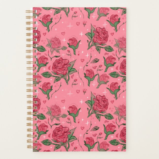 Romantic Pink and Red Roses Planner (Front)