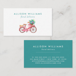 Romantic Pink bicycle Floristry, Flower Shop Business Card