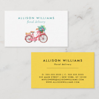 Romantic Pink Bike Floral delivery Flowers Business Card