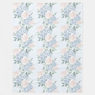 Romantic Pink Blue Flowers  Fleece Blanket