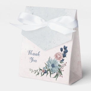Romantic pink blue flowers greenery wedding favor box