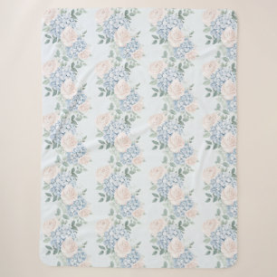 Romantic Pink Blue Flowers  Sherpa Blanket