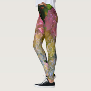 Romantic Pink, blue, purple  Hydrangea Leggings