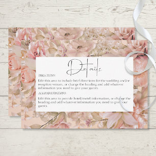 Romantic Pink Blush Floral Monogram Arch Details Enclosure Card