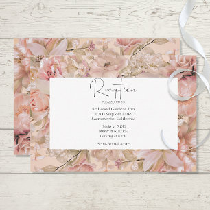 Romantic Pink Blush Floral Monogram Arch Reception Enclosure Card