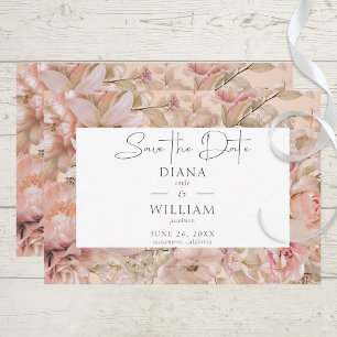 Romantic Pink Blush Floral Monogram Arch Save The Date