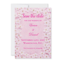 Romantic Pink Cherry Blossom Wedding Save the Date