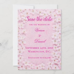 Romantic Pink Cherry Blossom Wedding Save the Date