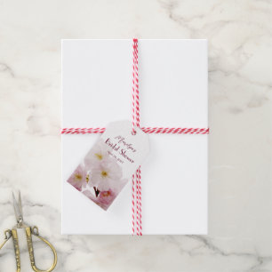 Romantic Pink Cherry Blossoms Bridal Shower Custom Gift Tags