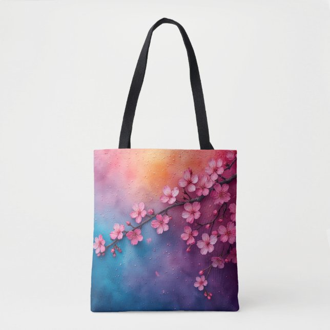 Romantic Pink Cherry Blossoms Tote Bag (Front)