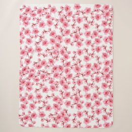 Romantic pink Cherry blosson Sherpa Blanket