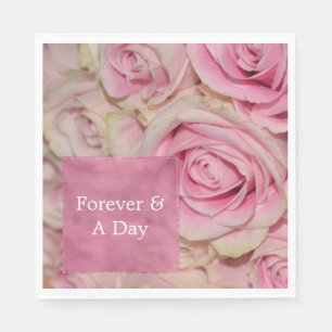 Romantic Pink Cream Roses Wedding Napkin