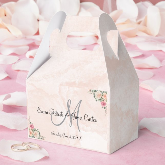 Romantic Pink Cream Wedding Favour Boxes (Wedding)
