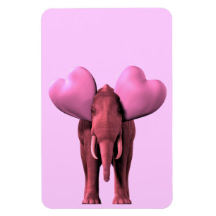 Romantic Pink Elephant Magnet