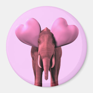 Romantic Pink Elephant Magnet
