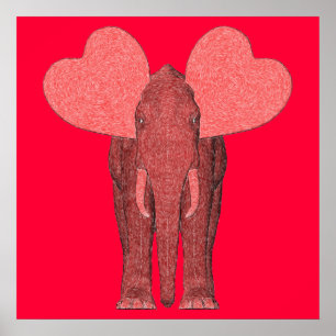 Romantic Pink Elephant Poster