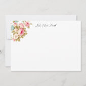 Romantic Pink English Roses on Pale Yellow Card (Front)