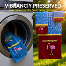 Romantic Pink Flamingos with denim texture .red