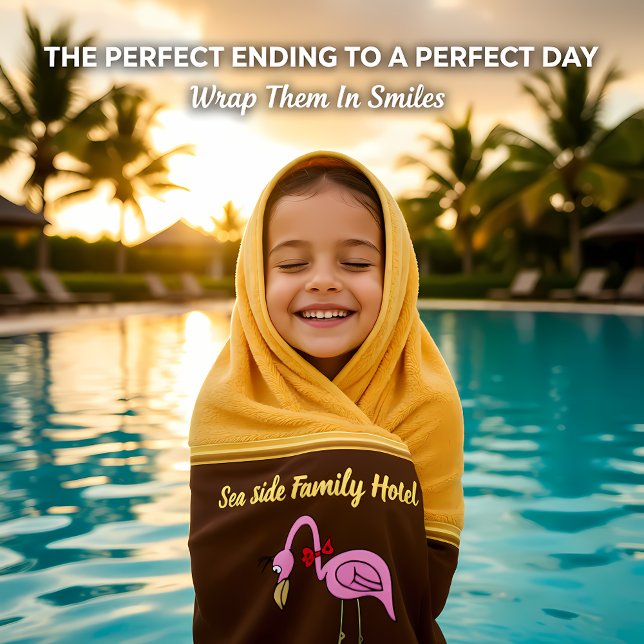 Romantic Pink Flamingos with gold foil brown Bath Towel Set (Creator Uploaded)