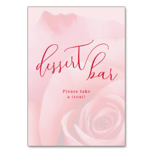 Romantic Pink Floral Dessert Bar Sign Table Number