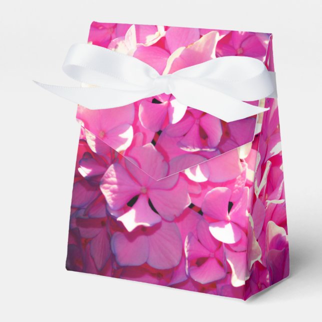 Romantic pink floral elegant hydrangeas  favor box (Front Side)