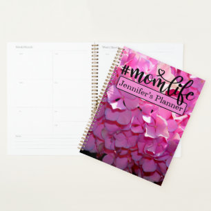 Romantic pink floral elegant hydrangeas planner