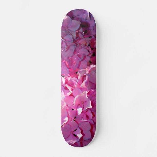 Romantic pink floral elegant hydrangeas  skateboard (Front)