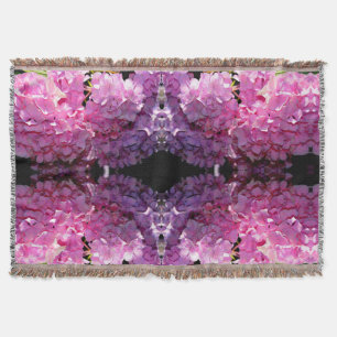 Romantic pink floral elegant hydrangeas throw blanket