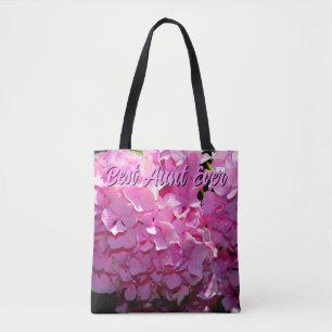 Romantic pink floral elegant hydrangeas tote bag