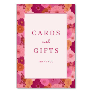 Romantic Pink Floral Gratitude Border Table Number