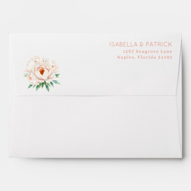 Romantic Pink Floral Illustration Envelope (Back (Top Flap))