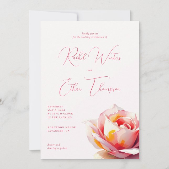 Romantic Pink Floral Invitation (Front)