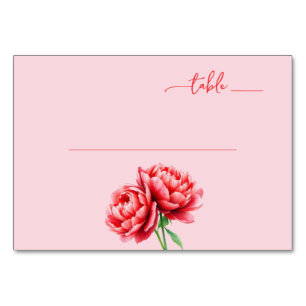 Romantic Pink Floral Peonies Table Number