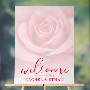 Romantic Pink Floral Photo Acrylic Sign