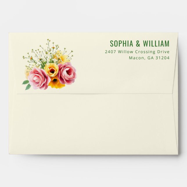 Romantic Pink Floral Photo Envelope (Back (Top Flap))