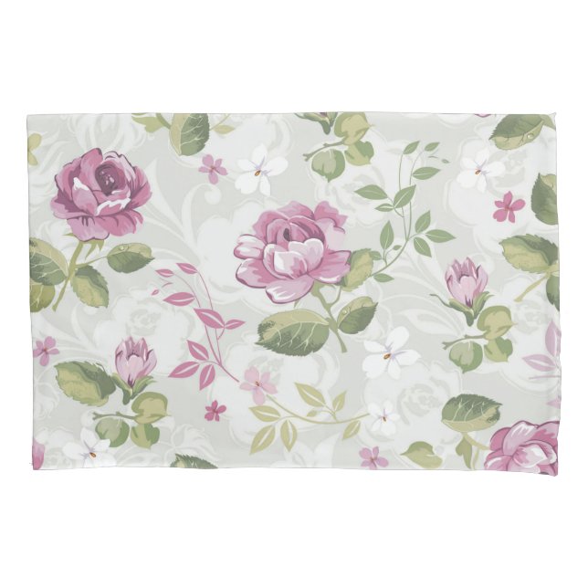 Romantic Pink Floral Pillowcase Set (Front-Left)