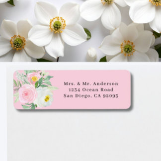Romantic Pink Floral Return Address Label