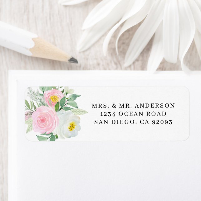 Romantic Pink Floral Return Address Label (Insitu)